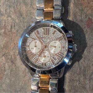 Michael Kora Silver and Rose Gold Two-Tone Watch